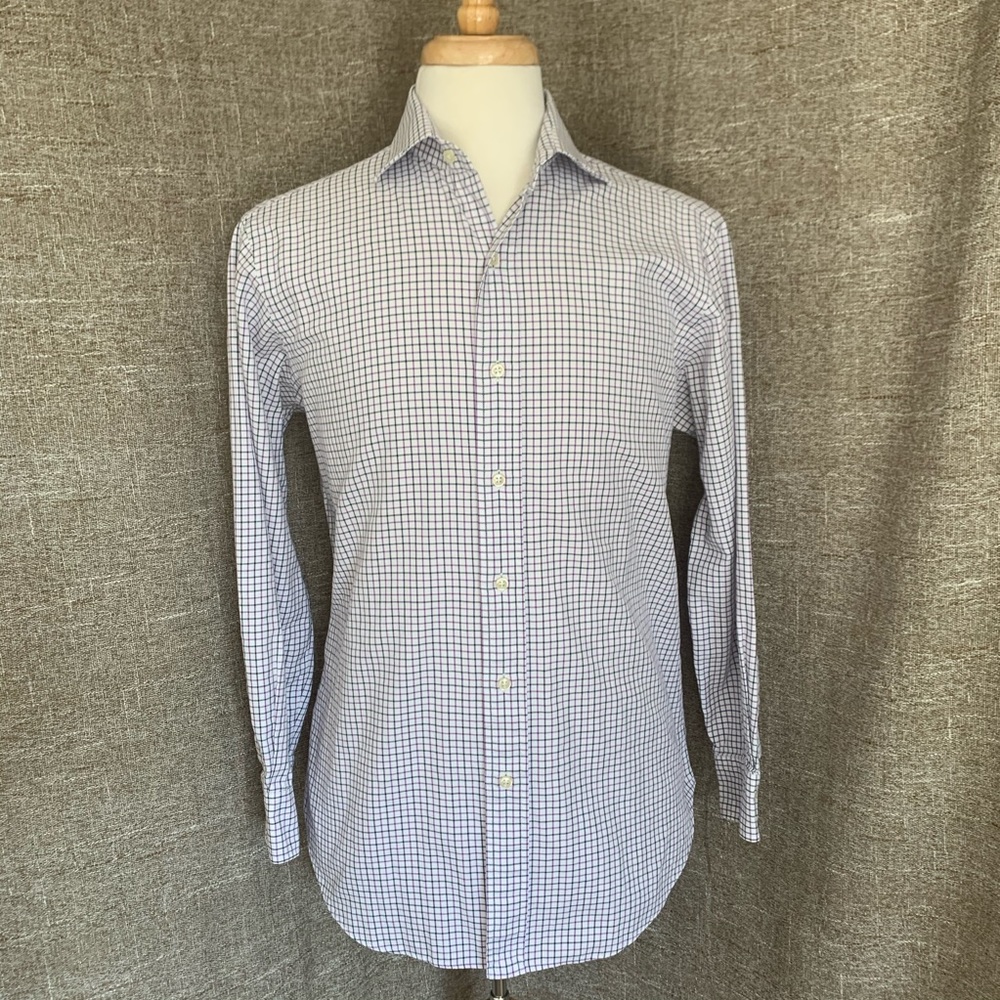 Polo Ralph Lauren Blue Purple Plaid Shirt 15.5